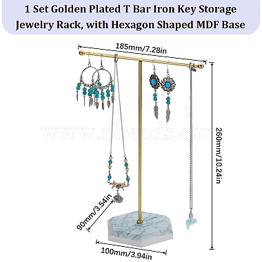1 Set Golden Plated T Bar Iron Key Storage Jewelry Rack(ODIS-SC0001-03B)-2