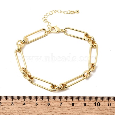Rectangle Brass Link Chain Bracelets for Women(BJEW-F531-03G)-5