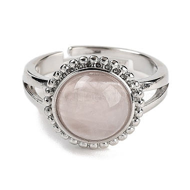 Natural Rose Quartz Round Adjustable Rings(RJEW-K271-02P-02)-2