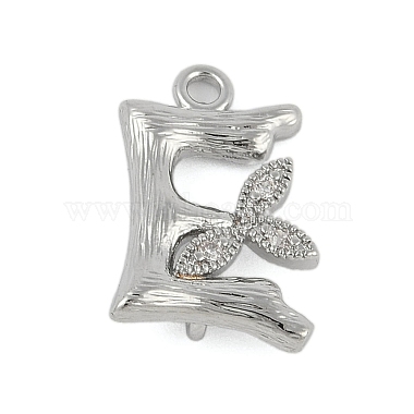 Real Platinum Plated Letter E Brass+Rhinestone Links