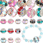 12Pcs 12 Colors Sparkling Acrylic Rhinestone Round Beads, with Resin, Focal Pen Beads, Mixed Color, 20x14mm, Hole: 2.5mm, 1pc/color(OACR-PA0002-12)