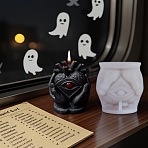 Halloween Silicone Molds, Candle Molds, Gesso Resin Casting Molds, Gothic Style, Mysterious Eye Charms, Heart, 100.7x99.6x61.8mm, Inner Diameter: 61x31mm(DIY-K082-01B)