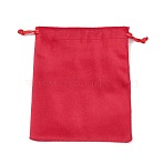 Velvet Jewelry Drawstring Storage Pouches, Rectangle, Crimson, 15.5x12.7x0.5cm(ABAG-P013-02D-03)
