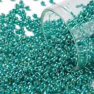 TOHO Round Seed Beads, Japanese Seed Beads, (PF569) PermaFinish Turquoise Metallic, 11/0, 2.2mm, Hole: 0.8mm, about 5555pcs/50g(SEED-XTR11-PF0569)