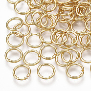Brass Open Jump Rings, Real 18K Gold Plated, 7x0.7mm, 5mm inner diameter(KK-S348-246)