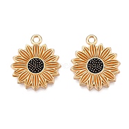 Alloy Enamel Pendants, Light Gold, Daisy Charm, Gold, 21x18x2mm, Hole: 2mm(X-ENAM-A143-03KCG)