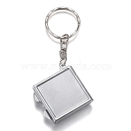 Iron Folding Mirror Keychain, Travel Portable Compact Pocket Mirror, Blank Base for UV Resin Craft, Square, Platinum, 8cm(KEYC-H110-02P)