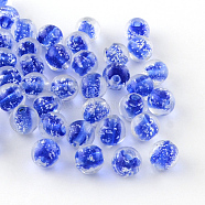 Handmade Luminous Lampwork Beads, Round, Blue, 8mm, Hole: 1mm(X-LAMP-R125-8mm-08)