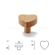 Wood Drawer Knobs, Cabinet Handle, Heart, 47x43x33mm(PW-WG23830-01)