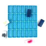 DIY Dominoes Silicone Molds, Resin Casting Molds, For UV Resin, Epoxy Resin Jewelry Making, Rectangle with Heart Pattern, Deep Sky Blue, 224x205x11mm, Inner Diameter: 53x26.5mm(DIY-D055-02)
