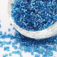 11/0 Two Cut Glass Seed Beads, Hexagon, Silver Lined Round Hole, Blue, Size: about 2.2mm in diameter, about 37500pcs/Pound(CSDB23B)
