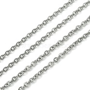 304 Stainless Steel Cable Chains, Soldered, Flat Oval, Stainless Steel Color, 2.5x2x0.5mm(CHS-H001-2mm-15P)