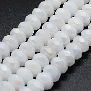Electroplated Natural White Jade Beads Strands, Rondelle, Faceted, 8x4~5mm, Hole: 1mm, about 72pcs/strand, 15 inch(39cm)(G-G750-04-5x8mm)