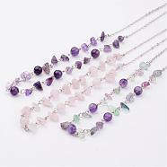 Gemstone Beaded Necklaces, with 304 Stainless Steel Lobster Claw Clasps, Mixed Color, 19.3 inch(NJEW-JN01702)