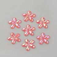 Acrylic Cabochons, AB Color Plated, Flower, Salmon, 10x10x2mm(MACR-Q182-A23)