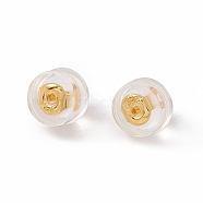 Rack Plating Brass Ear Nuts, with Silicone Findings, Half Round, Long-Lasting Plated, Cadmium Free & Lead Free, Golden, 5x4.5mm, Hole: 1mm(FIND-G036-04G)