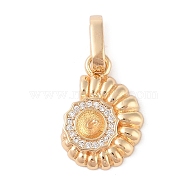 Brass Micro Pave Cubic Zirconia Pendant Bails, Conch Shape, Real 14K Gold Plated, 18x12x4mm(KK-N256-17D-G)