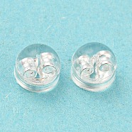 Resin & Brass Ear Nuts, Earring Backs, Flat Round, Silver, 4.9x4mm, Hole: 0.6mm(FIND-H046-01S)