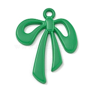 Alloy Pendant, Spray Painted,  Bowknot Charms, Sea Green, 33x26x2.5mm, Hole: 2.5mm(FIND-M037-02H)