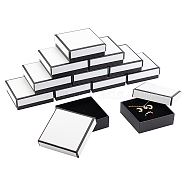 Paper Box, Snap Cover, with Sponge Mat, Jewelry Box, Square, White, 9.1x9.1x3.2cm(CON-NB0001-65C)