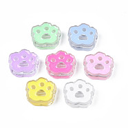 Transparent Acrylic Beads, with Enamel, Cat Paw Print, Mixed Color, 22x25x8.5mm, Hole: 3mm(ACRC-S039-06)