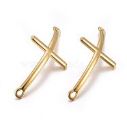304 Stainless Steel Links connectors, Sideways Cross, Golden, 47~49x22x2.5mm, Hole: 2.5mm(STAS-O110-11G)