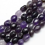Natural Amethyst Nuggets Beads Strands, Tumbled Stone, 9~14x9~14mm, Hole: 1mm, about 29~31pcs/strand, 15.5 inch(G-L154-14)