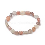 Natural Multi-Moonstone Stretch Beaded Bracelets, Tumbled Stone, Nuggets, 1-7/8 inch~2-1/8 inch(4.8~5.5cm), Beads: 6~15x6~11x3~11mm(BJEW-K213-C14)