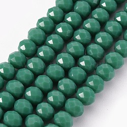 Opaque Solid Color Glass Beads Strands, Faceted, Rondelle, Light Sea Green, 8x6mm, Hole: 1mm, about 72pcs/strand, 16.14 inch(41cm)(X-EGLA-A034-P8mm-D19)