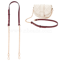Imitation Leather Purse Shoulder Straps, with Alloy Curb Chain & Swivel Clasp, Dark Red, 119.6x1.4cm(FIND-WH0126-205A)