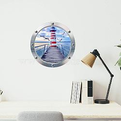 Translucent PVC Self Adhesive Wall Stickers, Waterproof Building Decals for Home Living Room Bedroom Wall Decoration, Lighthouse, 600x380mm, 2 sheets/set(STIC-WH0015-142)