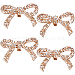 4Pcs Alloy Rhinestone Shoe Decoration, Detachable Shoe Buckle Clip, Bowknot, Light Gold, 38.5x61.5x10mm(AJEW-GF0009-29KCG)