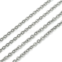 Tarnish Resistant 304 Stainless Steel Cable Chains, Soldered, Flat Oval, Stainless Steel Color, 2.5x2x0.5mm(CHS-H001-2mm-15P)