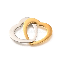 304 Stainless Steel Linking Rings, Heart, Golden & Stainless Steel Color, 39mm, Hole: 14x17mm(STAS-D288-01B-GP)