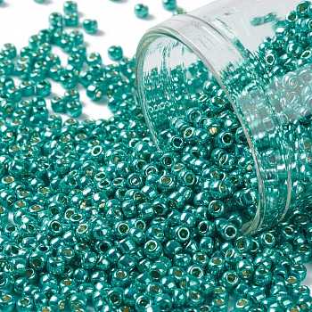 TOHO Round Seed Beads, Japanese Seed Beads, (PF569) PermaFinish Turquoise Metallic, 11/0, 2.2mm, Hole: 0.8mm, about 5555pcs/50g