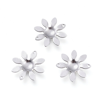 201 Stainless Steel Links Connectors, Laser Cut, Flower, Stainless Steel Color, 16x2mm, Hole: 1mm