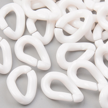 Opaque Acrylic Linking Rings, Quick Link Connectors, For Jewelry Curb Chains Making, Twist, Creamy White, 16x10x4mm, Inner Diameter: 9x4mm, about 2000pcs/500g