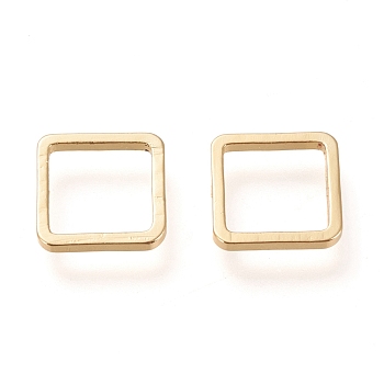 Brass Linking Ring, Long-Lasting Plated, Square, Real 18K Gold Plated, 10x10x1.4mm, Inner Diameter: 7.8x7.8mm