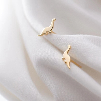Alloy Earrings for Women, with 925 Sterling Silver Pin, Dinosaur, 10mm