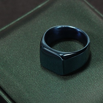 Square Stainless Steel Finger Rings, Signet Rings for Men, Blue, Square: 14x14mm, Inner Diameter: 22.3mm