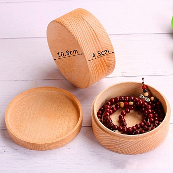 Round Wood Ring Box, Wooden Gift Packaging Box, PeachPuff, 4.5x10.8cm