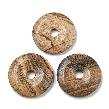 Natural Picture Jasper Pendants, Donut Charms, 39~40.5x5~7mm, Hole: 8~8.5mm