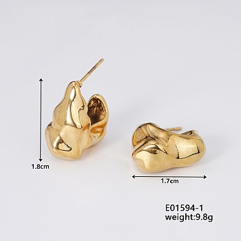 Fashionable and Cute Stud Earrings in Various Shapes, Golden, 18x17mm