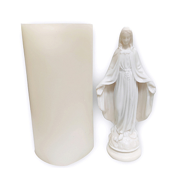 Virgin Mary Religion Theme DIY Silicone Candle Molds, for Scented Candle Making, Old Lace, 7.5x5.7x14.7cm