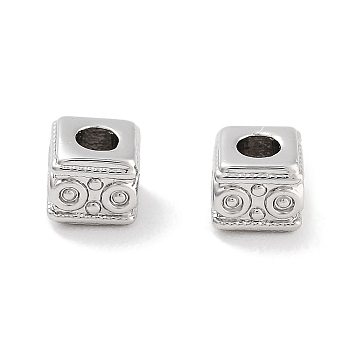 Brass Beads, Cube, Platinum, 3x3.5x3.5mm, Hole: 1.5mm