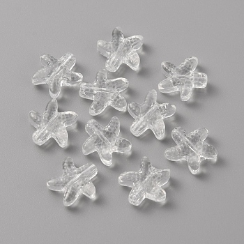 Handmade Lampwork Beads, Starfish, Clear, 13x14x5mm, Hole: 1mm