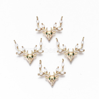 Light Gold Clear Deer Brass+Cubic Zirconia Pendants