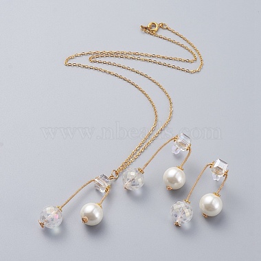 White Glass Stud Earrings & Necklaces