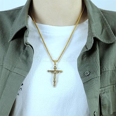 Cross Pendant Necklace with Jesus Crucifix Religious Necklace Sacrosanct Charm Neck Chain Jewelry Gift for Birthday Easter Thanksgiving Day(JN1109B)-4