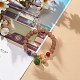 Natural & Synthetic Mixed Gemstone Round Beaded Stretch Bracelet with Glass Lotus Seedpod Charms for Women(BJEW-JB09027)-5